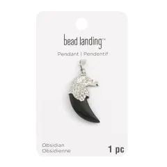 Rhodium & Obsidian Eagle Pendant by Bead Landing&trade;