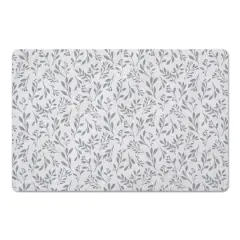 Delicate Floral Floor Mat Blue and White