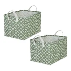 DII&reg; Extra Large Lattice PE-Coated Cotton Polyester Laundry Bin, 2ct. Artichoke Green