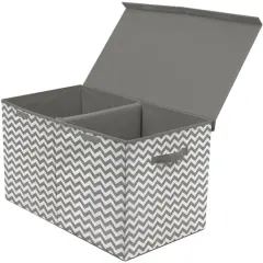 Sorbus Toy Chest with Flip-Top Lid Chevron Gray