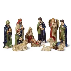 Glitzhome&reg; Multicolor Ceramic Nativity Figurine Set