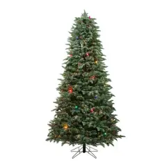 6.5ft. Pre-Lit Frosted Dunton Spruce Medium Artificial Christmas Tree, Multicolor Lights