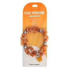 John Bead Peach Aventurine Orange Natural Stone 2-Strand Bracelet with Butterfly Charm