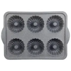 6-Cavity Metal Reinforced Silicone Mini Fluted Cake Pan by Celebrate It&reg;