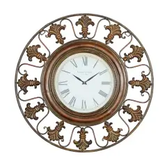 Brown Antique Fleur De Lis Wall Clock