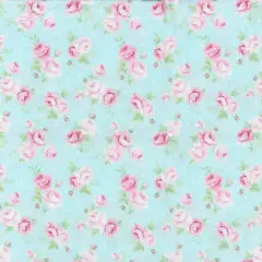 Fabric Traditions Light Blue Roses with Dots Cotton Fabric