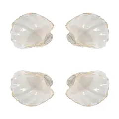 Hello Honey&reg; 8" White Reactive Crackle Glaze Stoneware Shell Plates, 4ct.