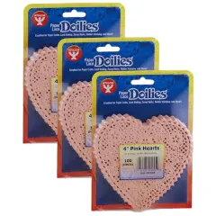 Hygloss&reg; 4" Pink Heart Doilies, 3 Packs of 100
