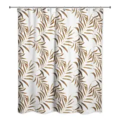 Palm Print Shower Curtain Brown and White