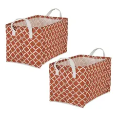 DII&reg; Large Lattice PE-Coated Cotton Polyester Laundry Bin, 2ct. Cinnamon