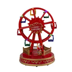11" Red & Gold LED Musical Rotating Christmas Ferris Wheel