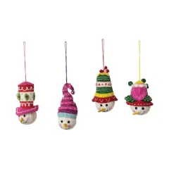 Hello Honey&reg; 4 Pack Adorable Snowman Head Wool Felt Ornaments