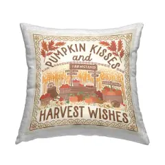 Stupell Industries Pumpkin Kisses Fall Scene Outdoor Printed Pillow