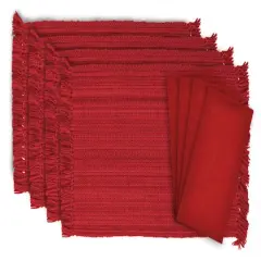 DII&reg; Variegated Red Fringe Placemat & Napkin Set, 8ct.