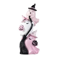 Glitzhome&reg; 13"H Pink Halloween Polyresin Stacked Ghost Table Decor