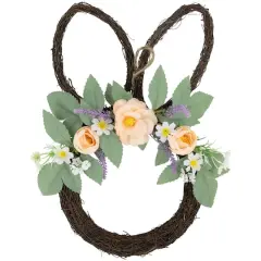 15" Bunny Ears Floral Easter Twig Wreath