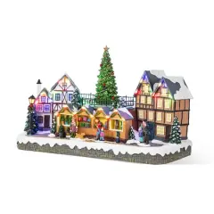 Glitzhome&reg; 15.25" Christmas Oversized Resin Lighted Table Village Decor