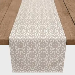 90" Intricate Circle Stack Cotton Twill Runner Tan