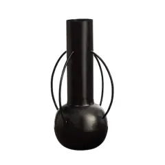 14" Black Contemporary Metal Vase