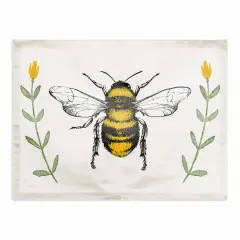 Bee Watercolor Flowers 18" x 14" Cotton Twill Placemat