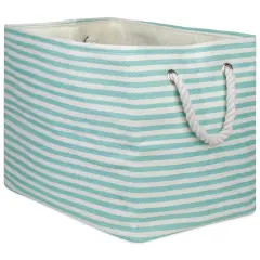 DII&reg; Large Pinstripe Rectangle Woven Paper Storage Bin Aqua