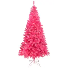 7ft. Pre-Lit Pink Artificial Tinsel Christmas Tree, Clear Lights