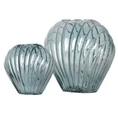 American Art Decor Sea Scallops Azure Glass Vase Set Blue