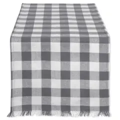 DII&reg; 72" Heavyweight Check Fringed Table Runner Gray