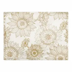 Large Sunflower Head Cotton Twill Placemat Gold and White
