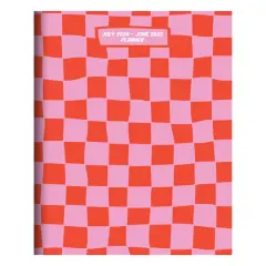 TF Publishing 2024-2025 Medium Checkered Pink & Red Monthly Planner