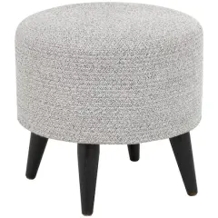 17" Chevron Textured Fabric Stool with Black Wooden Legs Gray