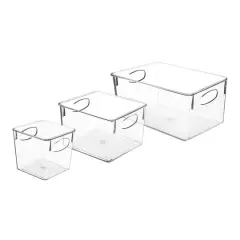 Sorbus Small, Medium & Large Clear 3 Bin Set