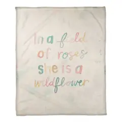 50" x 60" In a Field of Roses Coral Fleece Throw Blanket