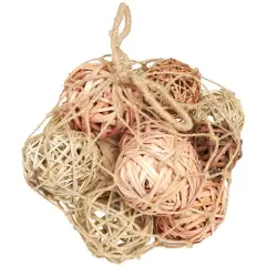 Light Brown Dried Plant Handmade Orbs & Vase Filler with Fishnet Bag Set