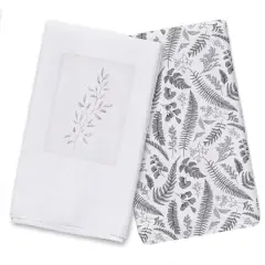 Leaves on Linen Tea Towel Set