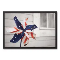 American Pinwheel Black Framed Canvas