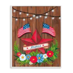 Stupell Industries Americana Country Garland Framed Giclee Art White