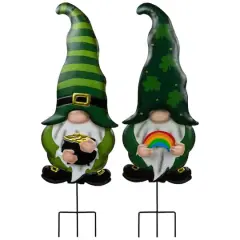 27.5" Pot of Gold & Rainbow St Patrick's Day Gnomes Outdoor Garden Stakes Set