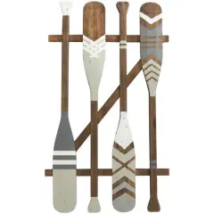 Gray Arrow & Stripe Patterned Wood Paddle Wall D&eacute;cor