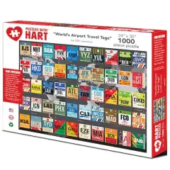 Hart Puzzles World's Airport Luggage Tags by O.W. Lawrence 1,000 Piece Jigsaw Puzzle