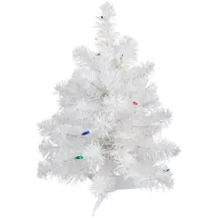 18" Pre-Lit Snow White Artificial Christmas Tree, Multicolor Lights