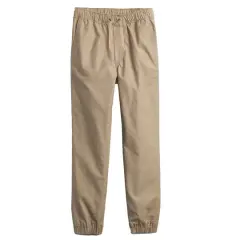 Galaxy by Harvic Boy's Slim Fitting Cotton Stretch Classic Twill Joggers Khaki
