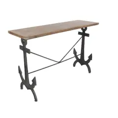 48" Brown Coastal Metal Console Table