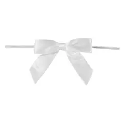 JAM Paper 2" Satin Twist Tie Bows, 100ct. White