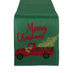 DII&reg; 108" Merry Christmas Truck Embroidered Table Runner
