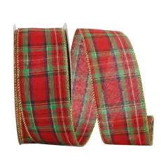 JAM Paper 2.5" x 50yd. Wired Renee Plaid Ribbon