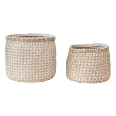 Hello Honey&reg; Natural & White Hand-Woven Seagrass & Paper Baskets with Pattern Set