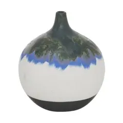 White Ceramic Contemporary Vase, 10" x 9" x 9"