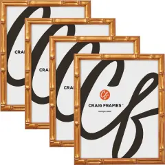 4 Pack Craig Frames Vintage Bamboo Brushed Gold Picture Frame