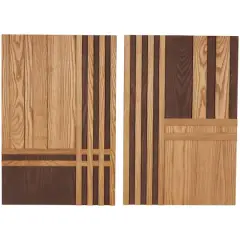 24" Brown Wooden Geometric Handmade Two-Toned Wall D&eacute;cor Set